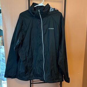 Columbia Black Hooded Lightweight Rain Jacket